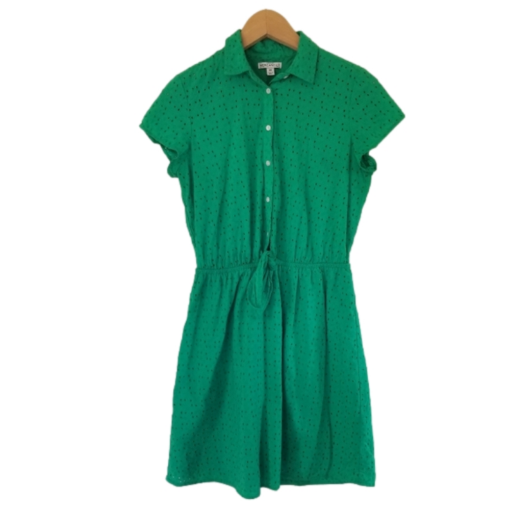 J. Crew Emerald Green Eyelet Shirt Dress